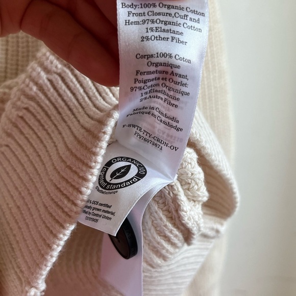 NWT - EVERLANE - The Organic Cotton Relaxed Cardigan - XS - Canvas - XS - Picture 10 of 11